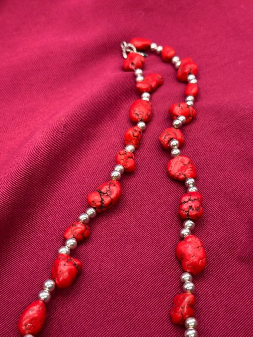 Red Nugget Natural Stone Necklace